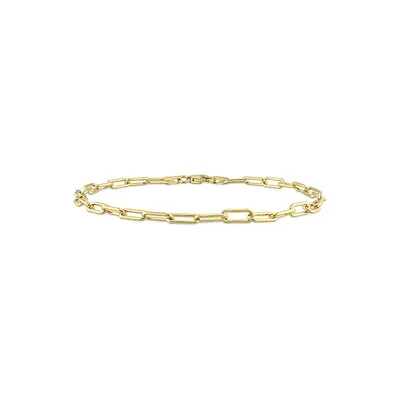 18K Goldplated Sterling Silver Paperclip Chain Anklet - 9-Inch x 3.5MM