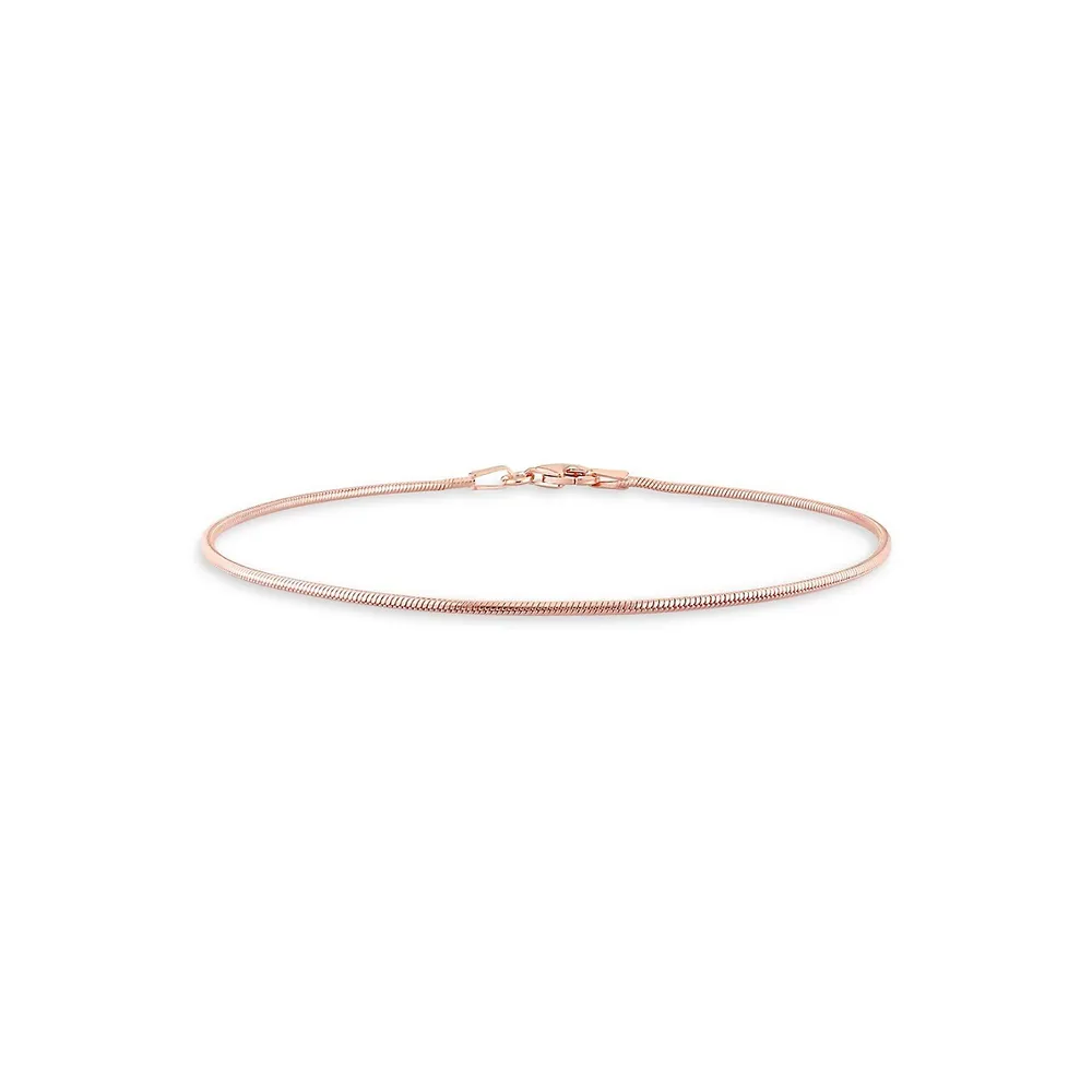 18K Rose Goldplated Sterling Silver Snake Chain Bracelet - 9-Inch x 1.2MM