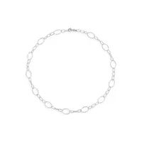 Sterling Silver Textured Oval Link Chain Necklace