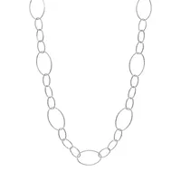 Sterling Silver Textured Oval Link Chain Necklace