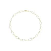 Goldplated Sterling Silver Textured Oval Link Chain Necklace