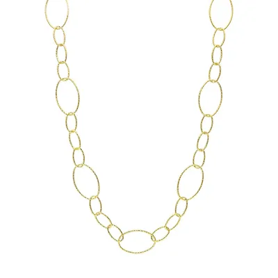 Goldplated Sterling Silver Textured Oval Link Chain Necklace