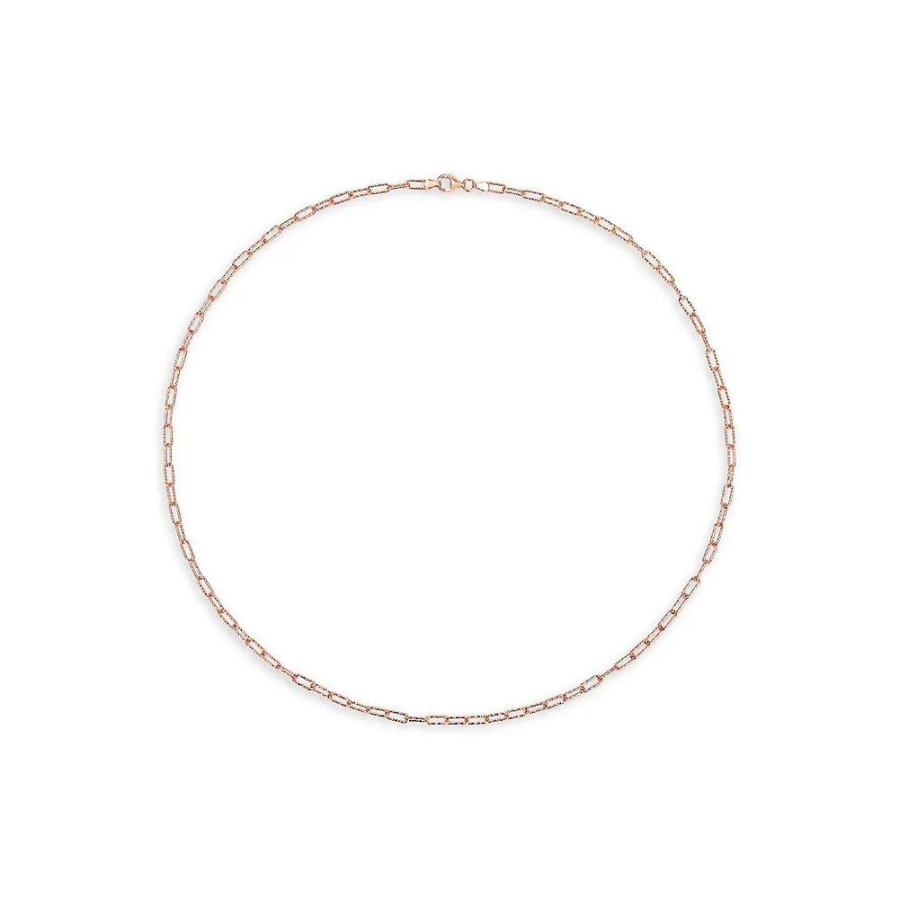 18K Rose Goldplated Sterling Silver Fancy Paper Clip Chain Necklace - 24-Inch x 3.5MM