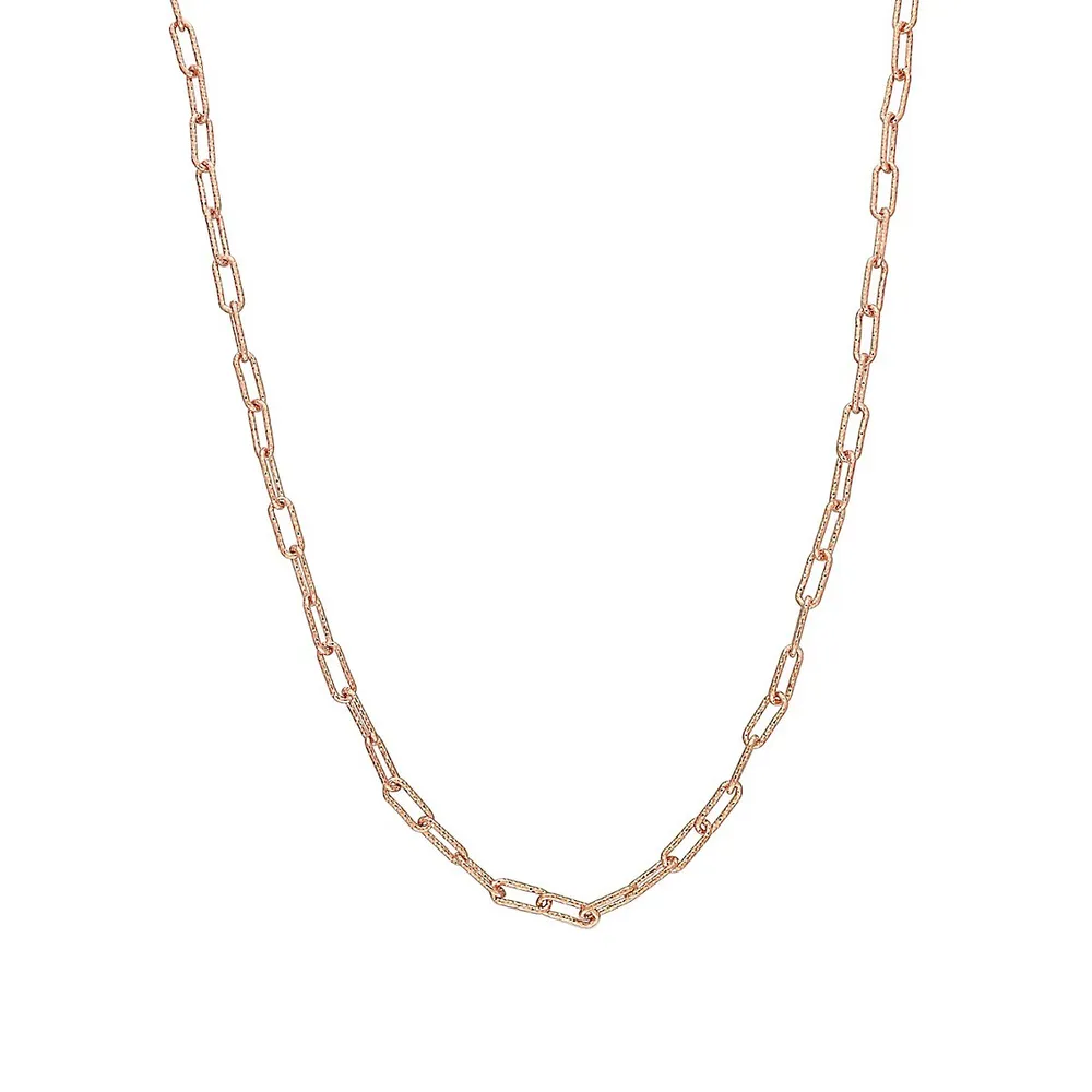 18K Rose Goldplated Sterling Silver Fancy Paper Clip Chain Necklace - 24-Inch x 3.5MM