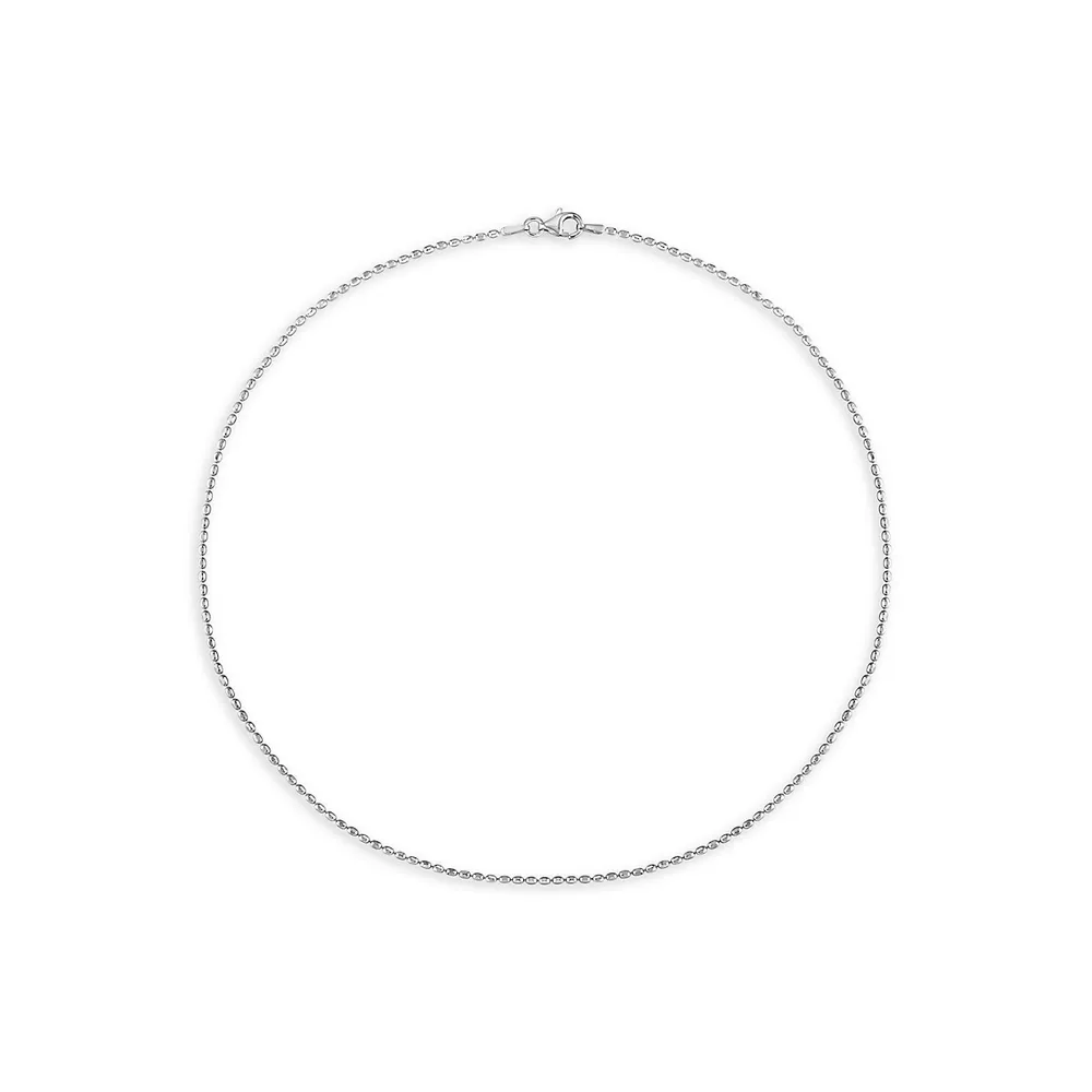 Sterling Silver Oval Ball Chain Necklace - 16-Inch x 1.5MM