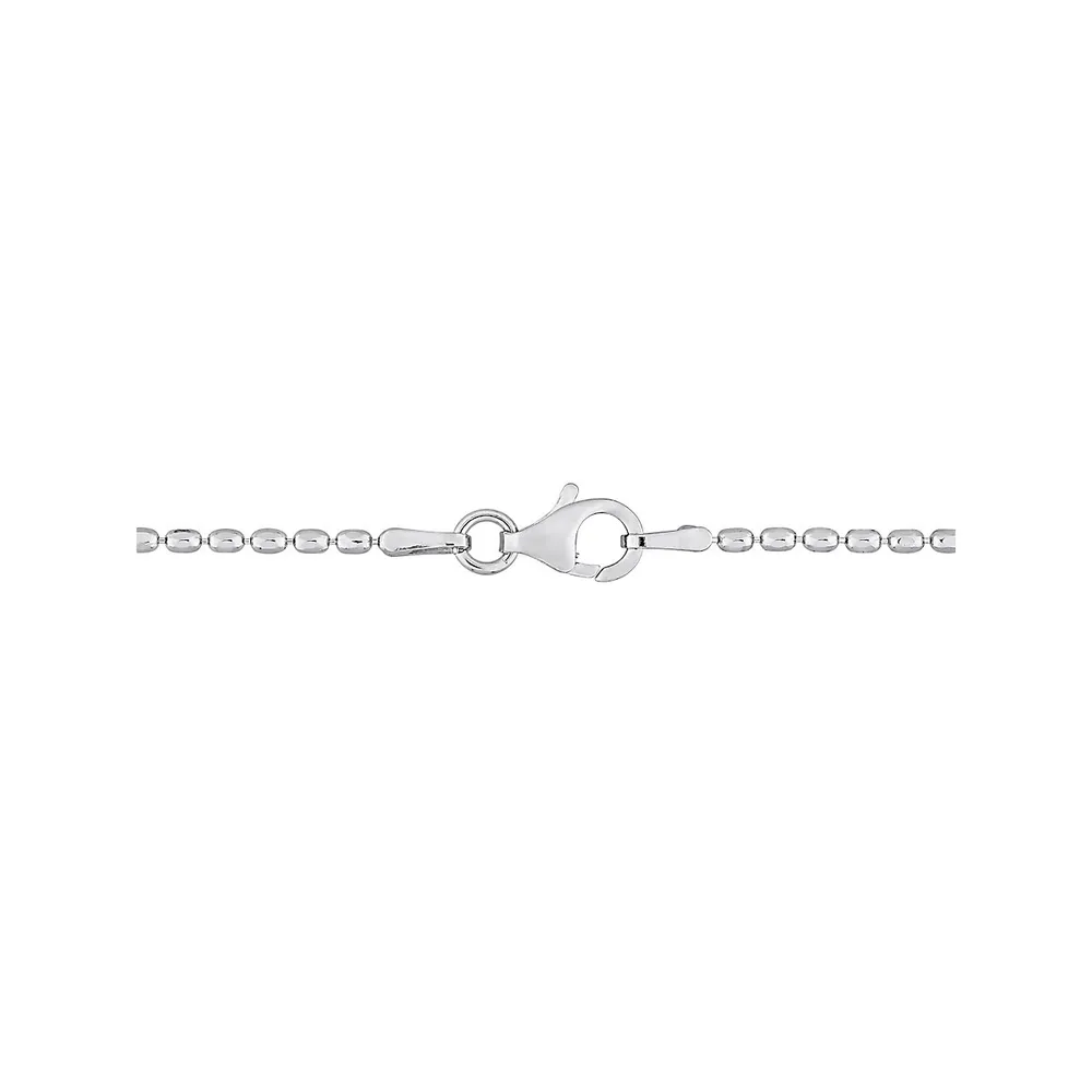 Sterling Silver Oval Ball Chain Necklace - 16-Inch x 1.5MM