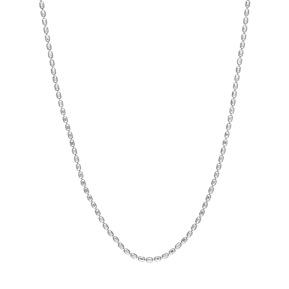 Sterling Silver Oval Ball Chain Necklace - 16-Inch x 1.5MM