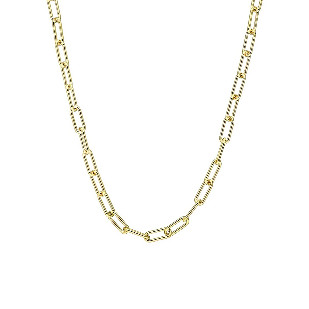 18K Yellow Goldplated Sterling Silver Paperclip Chain Necklace - 16-Inch x 3.5MM