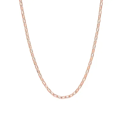 18K Rose-Goldplated Sterling Silver Rectangular Rolo Chain Necklace - 18-Inch x 2MM