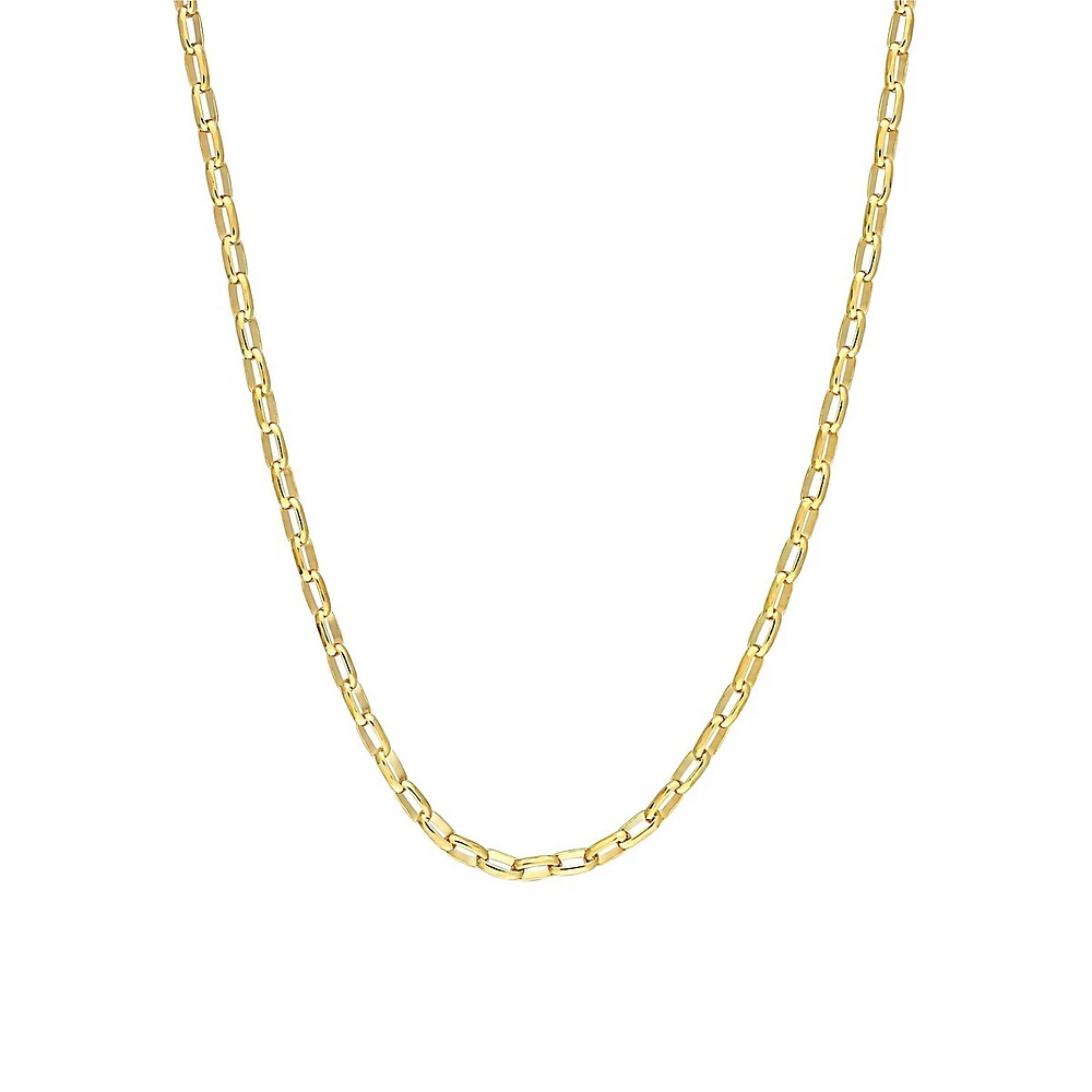 18K Goldplated Sterling Silver Fancy Rectangular Rolo Chain Necklace - 18-Inch