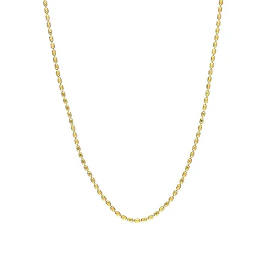 18K Yellow Goldplated Sterling Silver Oval Ball Chain Necklace -18-Inch x 1.5MM