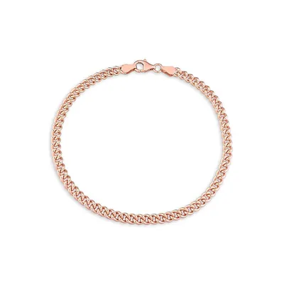 18K Rose Goldplated Sterling Silver Curb Link Chain Anklet - 9-Inch x 4.4MM