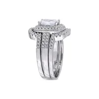 Sterling Silver & 4.12 CT. T.W. Cubic Zirconia 3-Piece Bridal Ring Set