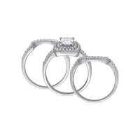 Sterling Silver & 4.12 CT. T.W. Cubic Zirconia 3-Piece Bridal Ring Set