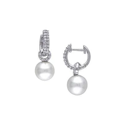 Sterling Silver & 8-8.5MM Cultured Freshwater Pearl Earrings
