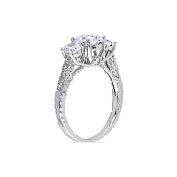 Sterling Silver & Cubic Zirconia 3-Stone Engagement Ring