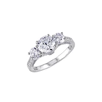 Sterling Silver & Cubic Zirconia 3-Stone Engagement Ring