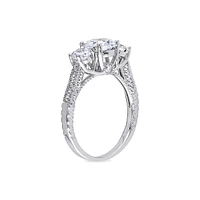 Sterling Silver & Cubic Zirconia 3-Stone Engagement Ring