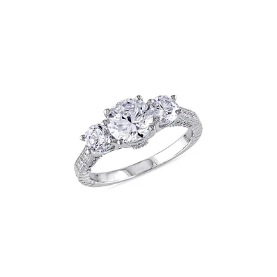 Sterling Silver & Cubic Zirconia 3-Stone Engagement Ring