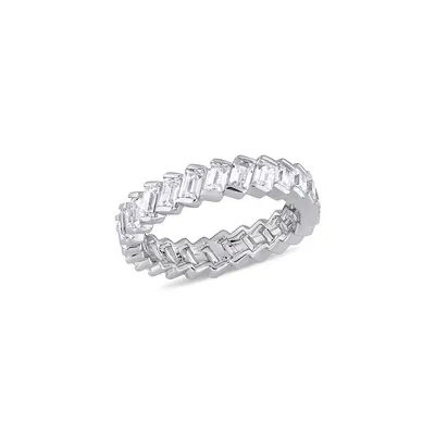Sterling Silver & Baguette-Cut Cubic Zirconia Angled Eternity Ring