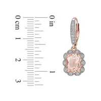 Pendants d'oreilles en argent sterling plaqué or rose avec morganite et cristaux