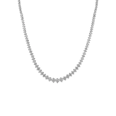 Sterling Silver & Cubic Zirconia Tennis Necklace - 18-Inch x 6.5MM