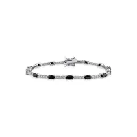 Sterling Silver, Black & White Cubic Zirconia Station Bracelet