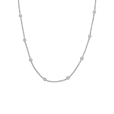 Sterling Silver & Cubic Zirconia By The Yard Station Necklace - 34-Inch