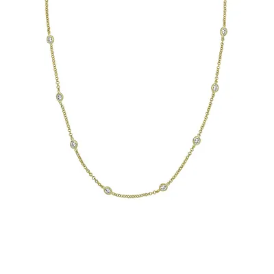 Goldtone Cubic Zirconia By The Yard Station Necklace - 34-Inch
