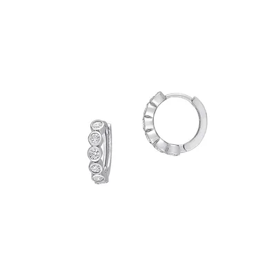 Sterling Silver & Cubic Zirconia Hoop Earrings
