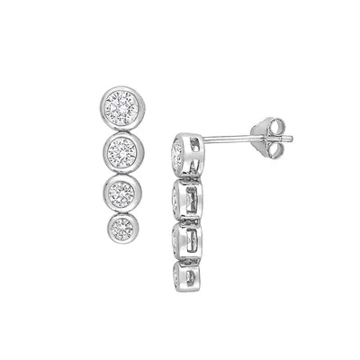 Sterling Silver & Cubic Zirconia Gradulated Drop Earrings