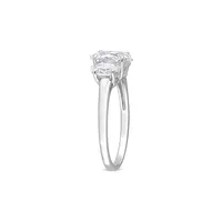 Bague de fiançailles en argent sterling sertie 3 pierres cristaux 3,8 ct Pt