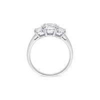 Bague de fiançailles en argent sterling sertie 3 pierres cristaux 3,8 ct Pt