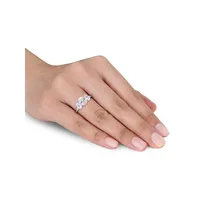 Bague de fiançailles en argent sterling sertie 3 pierres cristaux 3,8 ct Pt