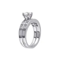 Sterling Silver & 2.3 CT. T.W. Cubic Zirconia Engagement Bridal Ring Set