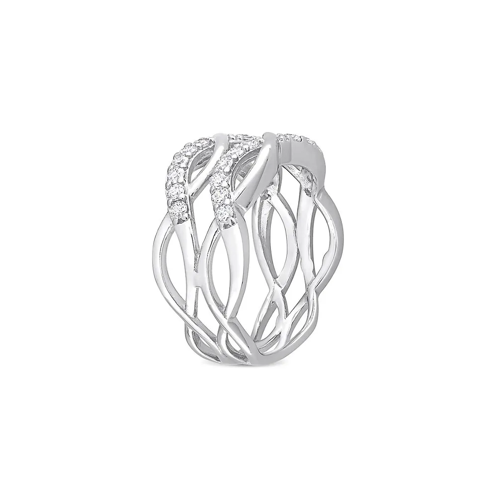 Sterling Silver & Cubic Zirconia Crisscross Ring