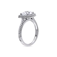 Sterling Silver & 5.0 CT. T.W. Cubic Zirconia Halo Engagement Ring