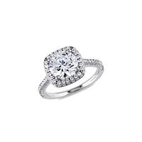 Sterling Silver & 5.0 CT. T.W. Cubic Zirconia Halo Engagement Ring