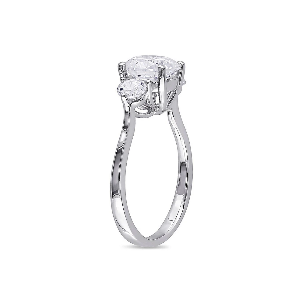 Sterling Silver & CT. T.W. Cubic Zirconia 3-Stone Engagement Ring