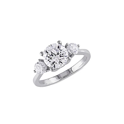 Sterling Silver & CT. T.W. Cubic Zirconia 3-Stone Engagement Ring