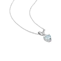 10K White Gold, Aquamarine & 0.02 CT. T.W. Diamond Heart Pendant Necklace