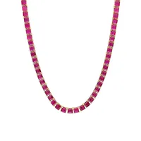 Goldplated Sterling Silver & Created Ruby Tennis Necklace