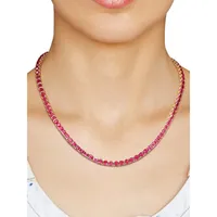 Goldplated Sterling Silver & Created Ruby Tennis Necklace