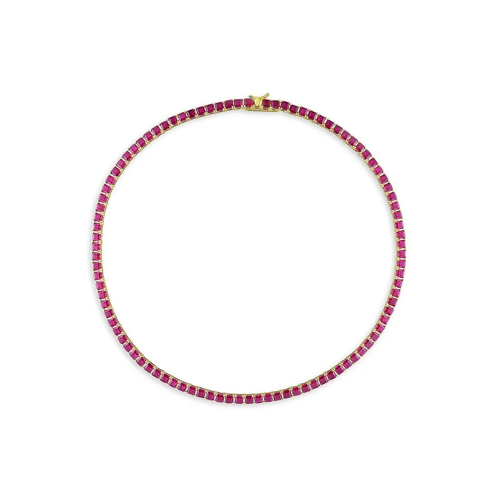 Concerto Sterling Silver, Lab-Created Ruby & White Sapphire Tennis Necklace  & Bracelet 2-Piece Set | Willowbrook Shopping Centre