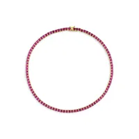 Goldplated Sterling Silver & Created Ruby Tennis Necklace