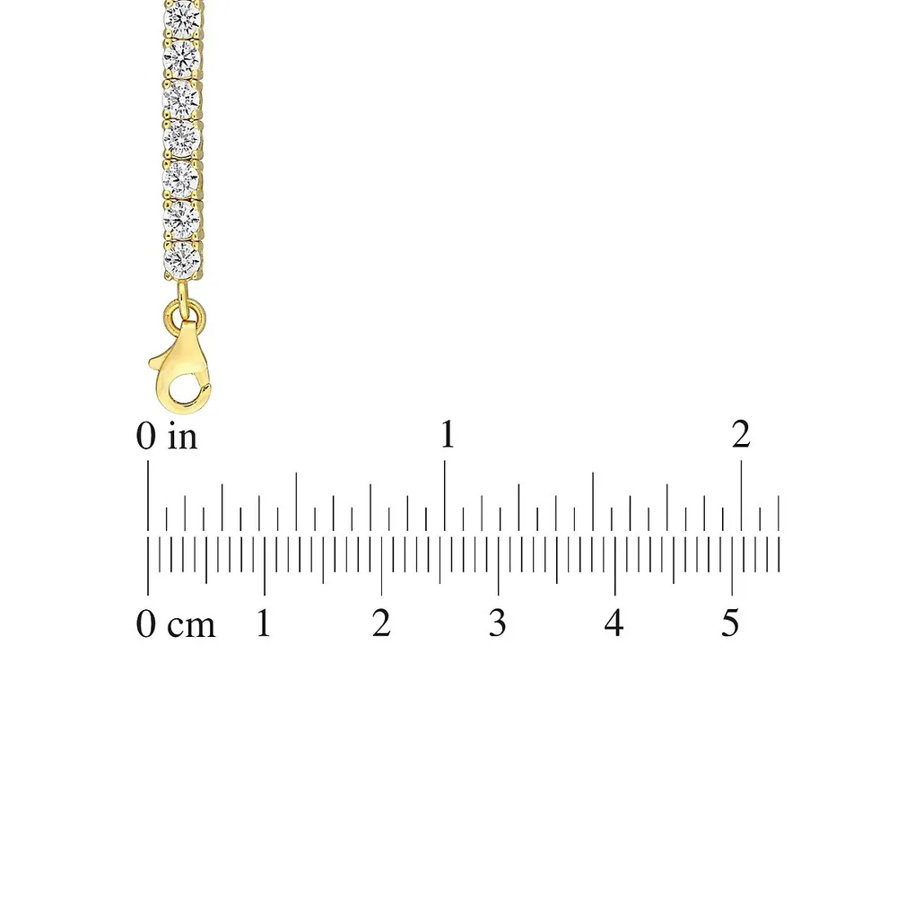 Bracelet rivière plaqué or et cristal, 19 cm x 3,3 MM