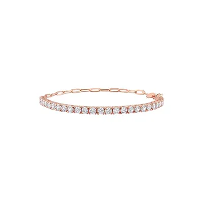 Rose-Goldplated Sterling Silver & Cubic Zirconia Tennis Bracelet - 7.5-Inch x 3.3MM