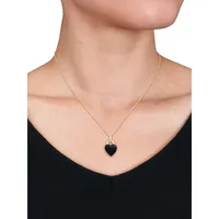 Goldplated Sterling Silver & 0.1 CT. T.W. Diamond Black Heart Necklace
