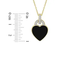 Goldplated Sterling Silver & 0.1 CT. T.W. Diamond Black Heart Necklace