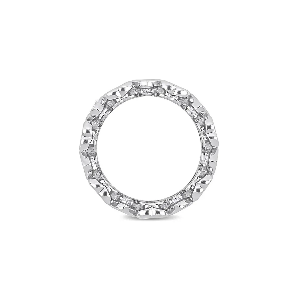 Sterling Silver & 4.0 CT. T.W. Cubic Zirconia Heart Eternity Ring
